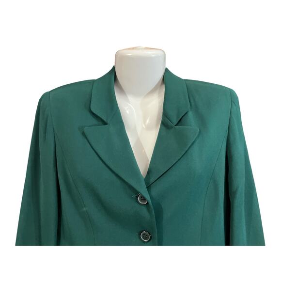 Hugo Buscati Milano Women's Green 100% Silk 2-Piece Blazer/Skirt Set SZ 8 VTG - Picture 4 of 11